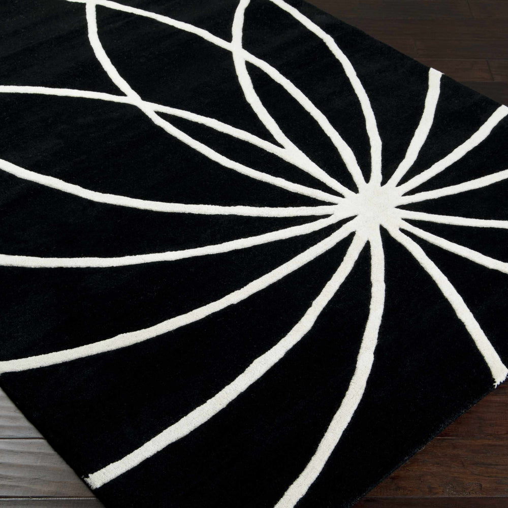 Davison Black Geometric Wool Carpet