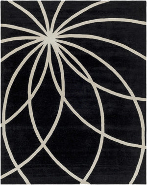 Davison Black Geometric Wool Carpet