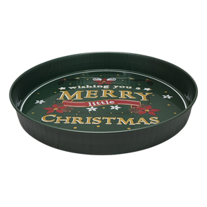 Huge Deep Round 13.5" Tray - Wishing you a Merry Little Christmas