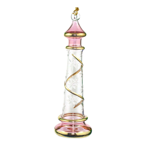 Glass Lighthouse Ornament With Gold Accent - Purple