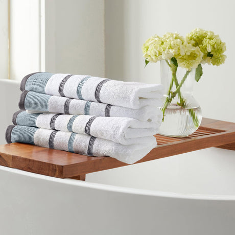 Decorative cotton stripe bath towel set - noelle collection