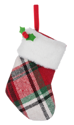 Mini Stocking Gift Card Holder - Multicolor Plaid