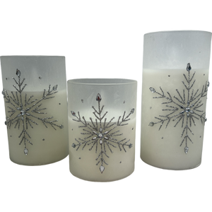 B/O Lighted Glass Holiday Luminaries with LED Set of 3 Candles
