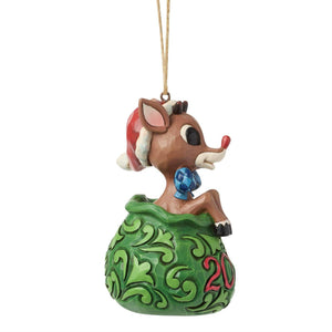 Dated 2026 Rudolph in Bag Ornament