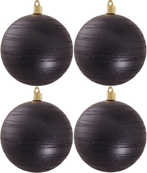 4.75" (120mm) Commercial Shatterproof Ball Ornament set of 4 - Soot Black with Tangles