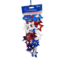 Patriotic Holgraphic Star Garland - 9 Feet