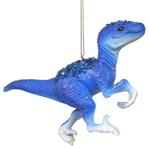 Blue Raptor Dinosaur Ornament