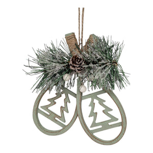 Wooden Snowshoe Floral Ornament -