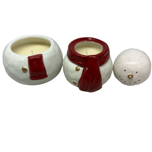 Ceramic Snowman Jar with Wax Candle