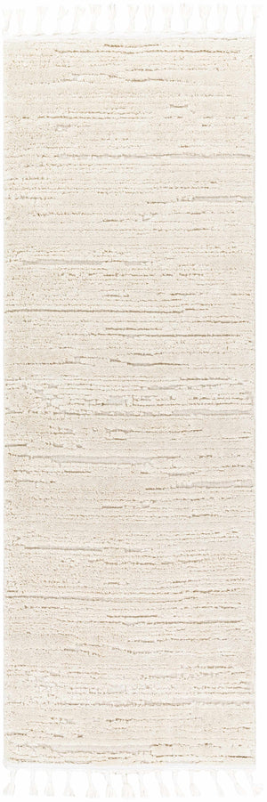 Ibarra Textured Ivory High/Low Pile Rug with Tassels