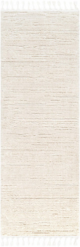 Ibarra Textured Ivory High/Low Pile Rug with Tassels