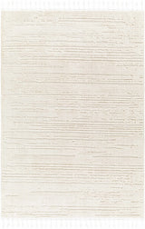 Ibarra Textured Ivory High/Low Pile Rug with Tassels
