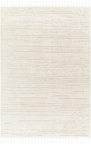 Ibarra Textured Ivory High/Low Pile Rug with Tassels