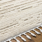 Ibarra Textured Ivory High/Low Pile Rug with Tassels