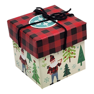 Gift Box Cube for Gift Cards - 3" x 3" - Woodland Santa