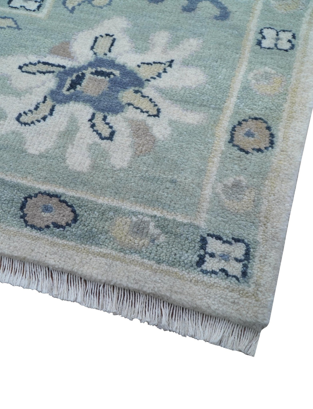Idris Custom Made Modern Oushak Light Silver And Ivory Wool Area Rug