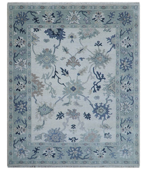 Idris Custom Made Modern Oushak Light Silver And Ivory Wool Area Rug