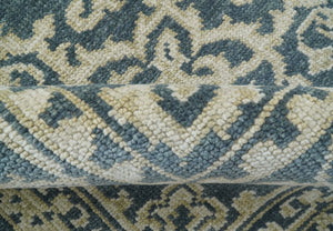 Idris Custom Made Turkish Design Gray And Ivory Hand Knotted Wool Rug