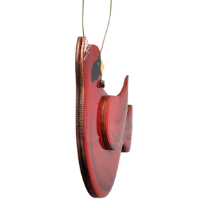 Wooden Cardinal Ornament - In flight Looking Back Right