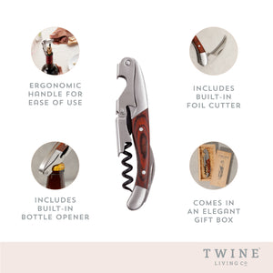 Wooden double hinged corkscrew by twine®