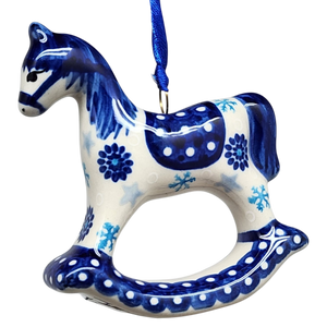 Rocking Horse Ornament - Blue Meadow Pattern