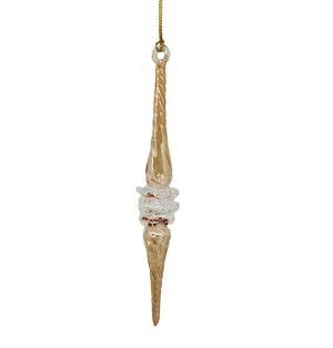 Outer Swirl Icicle Glass Ornaments - Gold - Clear Center