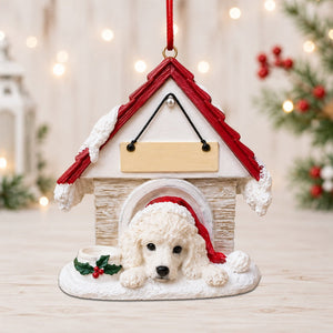 Ceramic Doghouse Ornament - Poodle White