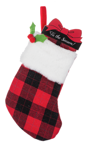 Mini Stocking Gift Card Holder - Red/Black Plaid
