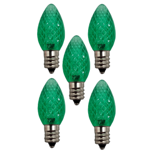 C7 Faceted Led Bulb - 5 Piece - Green