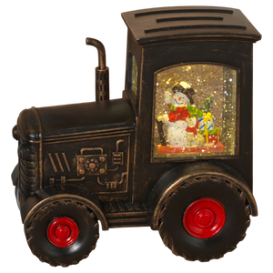 Lighted Spinning Tractor Waterglobe - Snowman