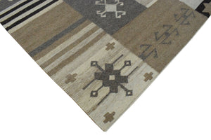 Handwoven Tribal Patterns Brown and Gray Wool Area Rug