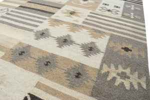 Handwoven Tribal Patterns Brown and Gray Wool Area Rug
