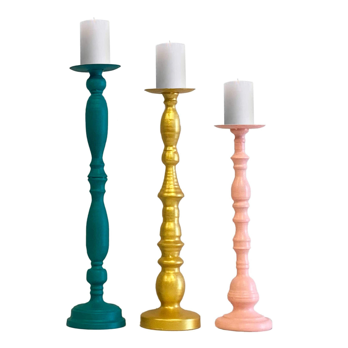Candle Holder for Pillar Candles, Metal Candle Holder Set of 3 for Home Mantel Decoration, Bar Countertop, Decorative Accents (South Beach)