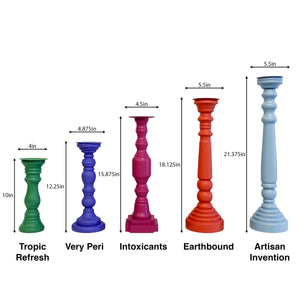 Wooden Pillar Candle Stick Holder, Farmhouse Candle Holder, French Country Decorations for Spring and Summer Parties Set of 5  (Modern)