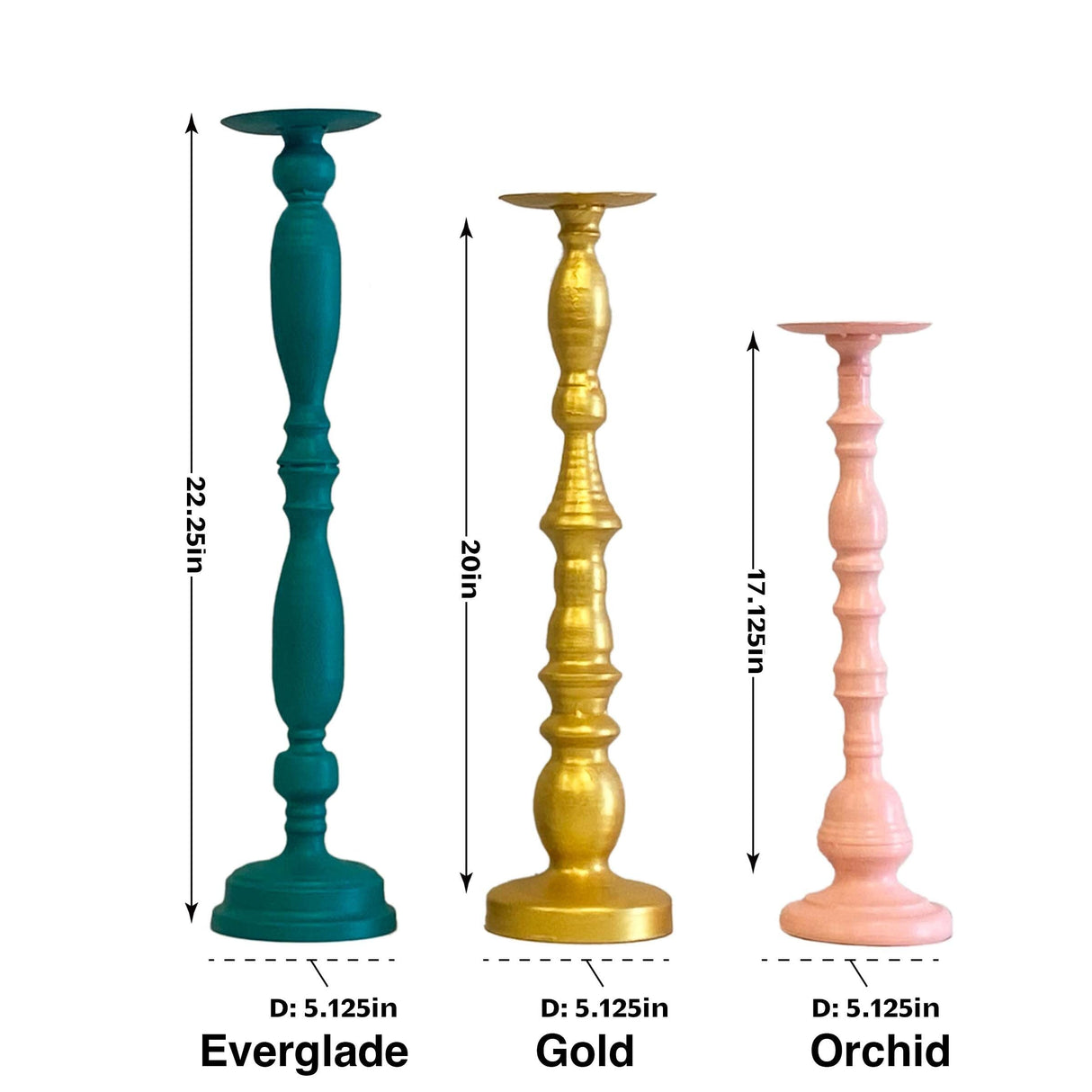 Candle Holder for Pillar Candles, Metal Candle Holder Set of 3 for Home Mantel Decoration, Bar Countertop, Decorative Accents (South Beach)