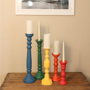 Wooden Candle Stick Holder, Farmhouse Candle Holder, French Country Decorations for Spring and Summer Parties Set of 5 (Bright)