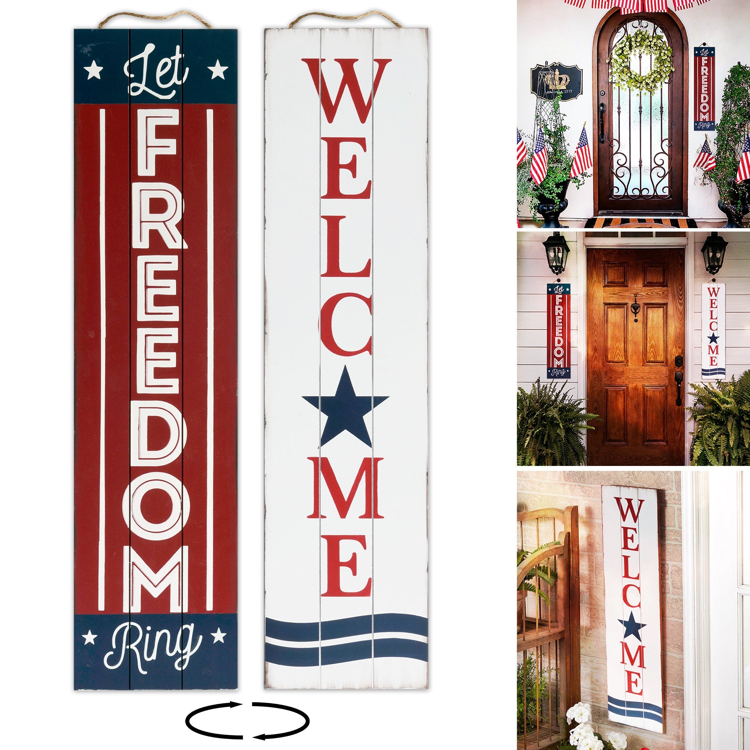Americana-Welcome-Sign-for-Front-Door|-Memorial-Decorations-for-Outdoor-|-36in-Rustic-Wooden-4th-of-July-Welcome-Sign-for-Front-Porch-