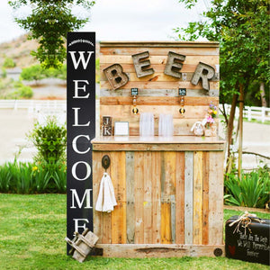 72in Outdoor Welcome Sign | Black Front Door Decor | Rustic Tall Welcome Sign | Front Porch Decor