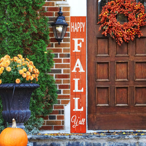 72in Outdoor Happy Fall Y'all Rustic Craft Porch Sign for Front Door, 6ft Vertical Wooden Welcome Sign for Front Porch