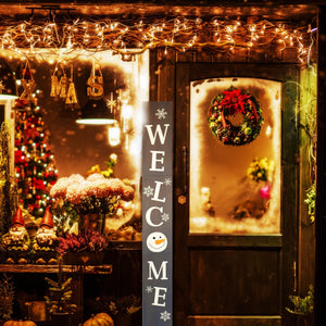 72in Snowman Welcome Sign for Front Door - Christmas Porch Decorations, Modern Farmhouse Welcome Sign for Front Porch