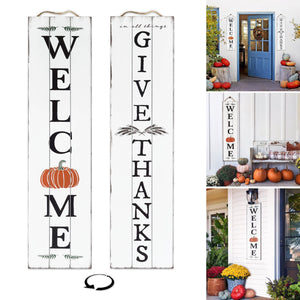 Fall Sign for Home Decor | Fall Welcome Sign for Front Door | Fall Welcome Sign | Reversible Vertical Porch Sign