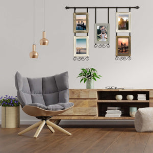 Wall Hanging PhotoFrames Collage Wall Decor, Rustic Solid Wood 5 photo Frame set Fit for 4x6in