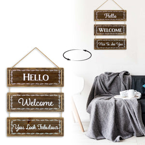 Reversible Wood Wall Hanging Sign for Farmhouse and Living Room