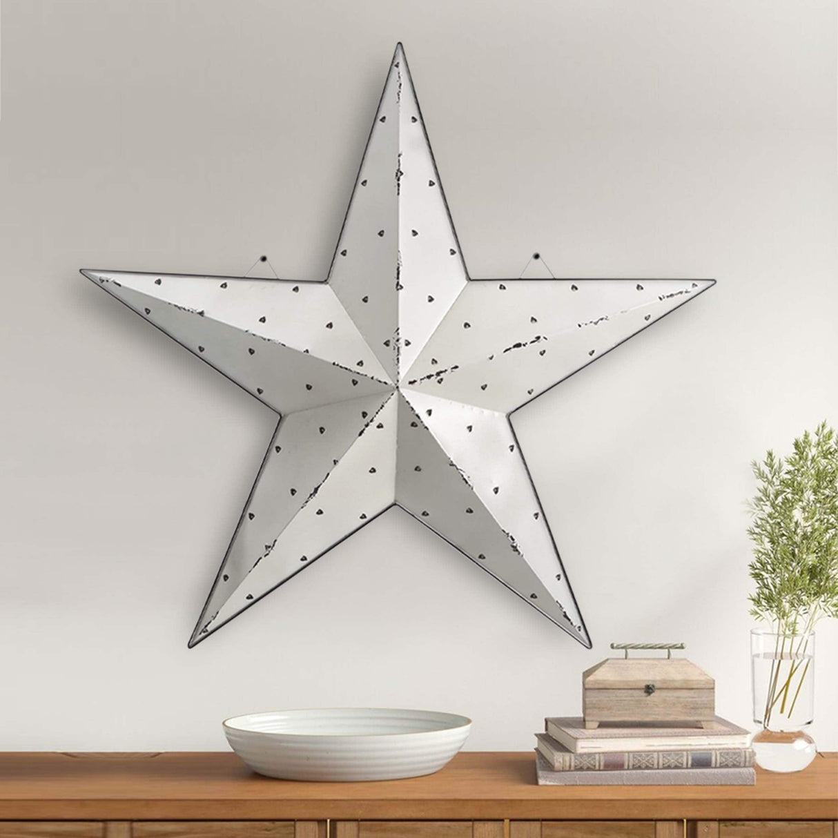 36in White LED Light-Up Metal Barn Star Wall Decor | Farmhouse Style Home Decor | Housewarming Gift | Party Decor