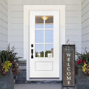 Welcome Sign with Floor Standing Foot Pedal Hand Sanitizer Dispenser Stand 48-Inch (Brown)