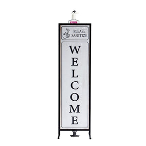 Welcome Sign with Floor Standing Foot Pedal Hand Sanitizer Dispenser Stand 48-Inch (White)