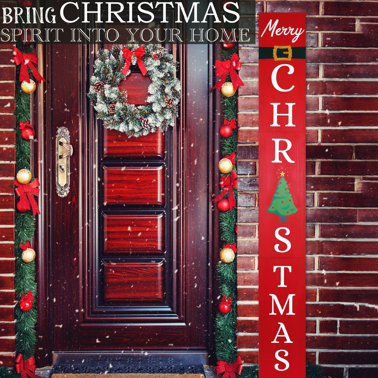 72in 'Merry Christmas' Sign for Front Door - Christmas Porch Sign, Modern Farmhouse Welcome Home Decor