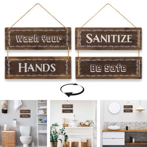 Wash Your Hands Wall Decor Sign, Reversible Farmhouse Sign for Living Romm/ Bathroom
