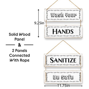 Wash Your Hands Wall Decor Sign, Reversible Farmhouse Sign for Living Romm/ Bathroom