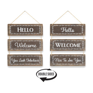 Reversible Wood Wall Hanging Sign for Farmhouse and Living Room